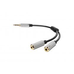 Sharkoon 0.12m, 3.5mm/2x3.5mm câble audio 0,12 m 3,5mm Noir, Argent