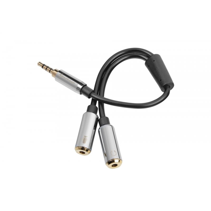 Sharkoon 0.12m, 3.5mm/2x3.5mm câble audio 0,12 m 3,5mm Noir, Argent