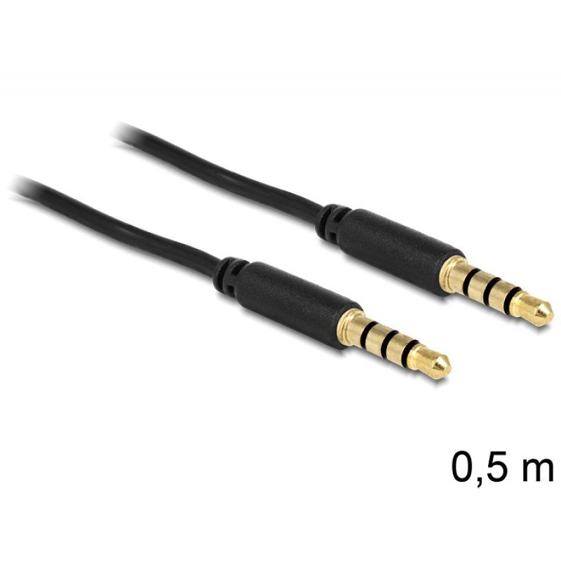 DeLOCK 3.5mm - 3.5mm, 0.5m câble audio 0,5 m 3,5mm Noir