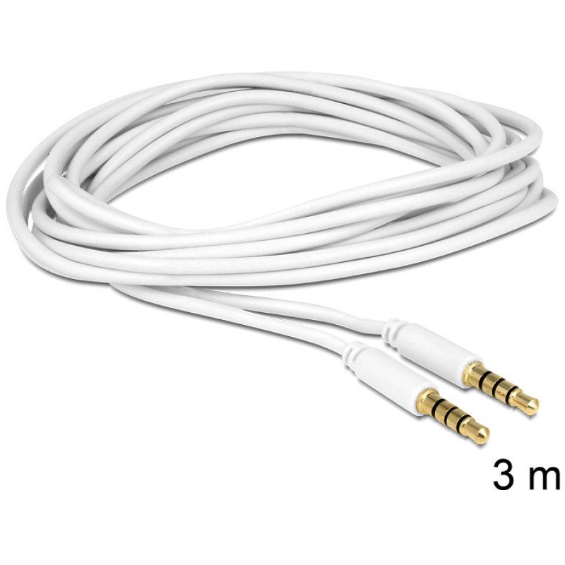 DeLOCK 3.5mm - 3.5mm, 3m câble audio 3,5mm Blanc