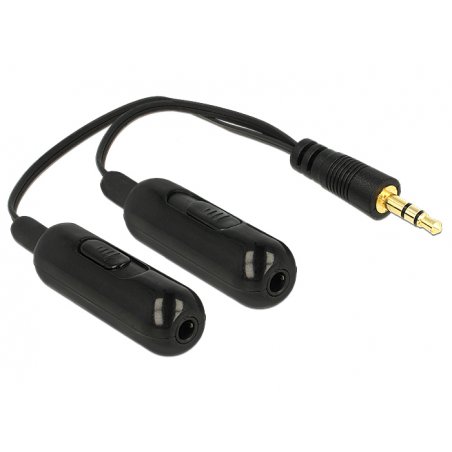 DeLOCK 0.19m, 3.5mm/2x3.5mm câble audio 0,19 m 3,5mm Noir