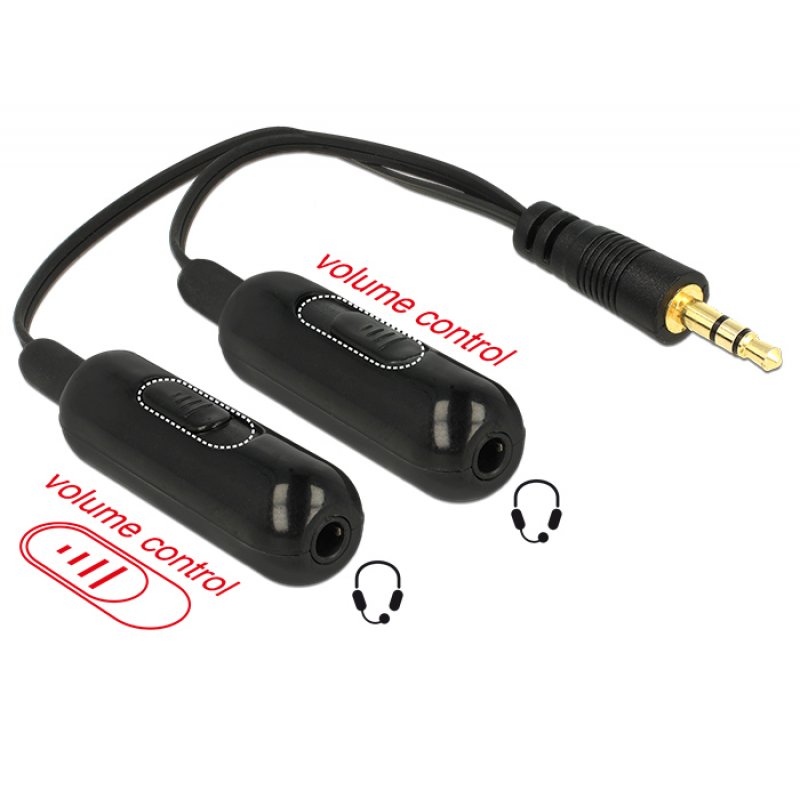 DeLOCK 0.19m, 3.5mm/2x3.5mm câble audio 0,19 m 3,5mm Noir