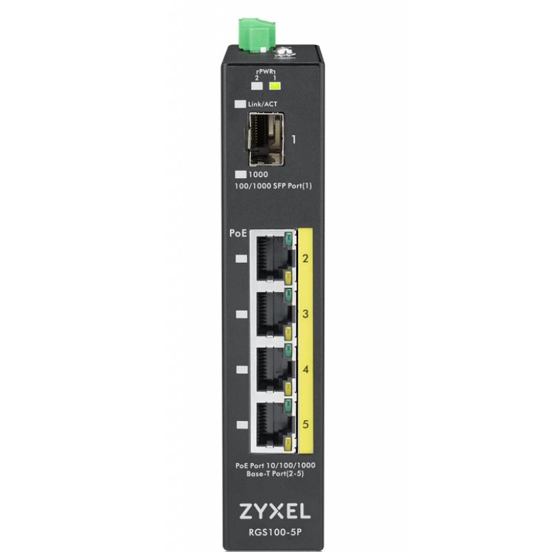 Zyxel RGS100-5P Non-géré L2 Gigabit Ethernet (10/100/1000) Connexion Ethernet, supportant l'alimentation via ce port (