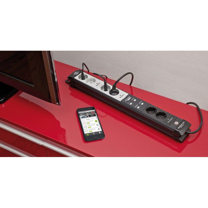 Brenn Connect Prem. Steckdosenl. 6-fach | H05VVF 3G1,5 / bk/gy / wifi / 3m