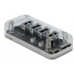 Delock compatible Ext. USB 3.0 Hub 4Ports Transp. | 64087