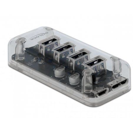 Delock compatible Ext. USB 3.0 Hub 4Ports Transp. | 64087