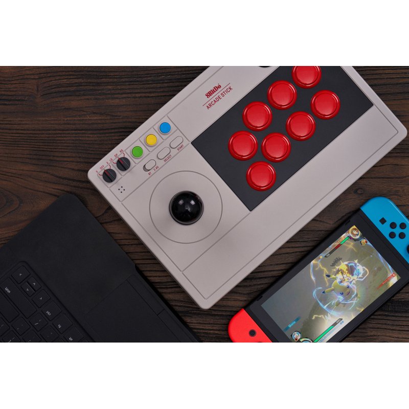 8Bitdo Arcade Stick Grey Bluetooth/USB Joystick Analogue / Digital Nintendo Switch, Nintendo Switch Lite, PC