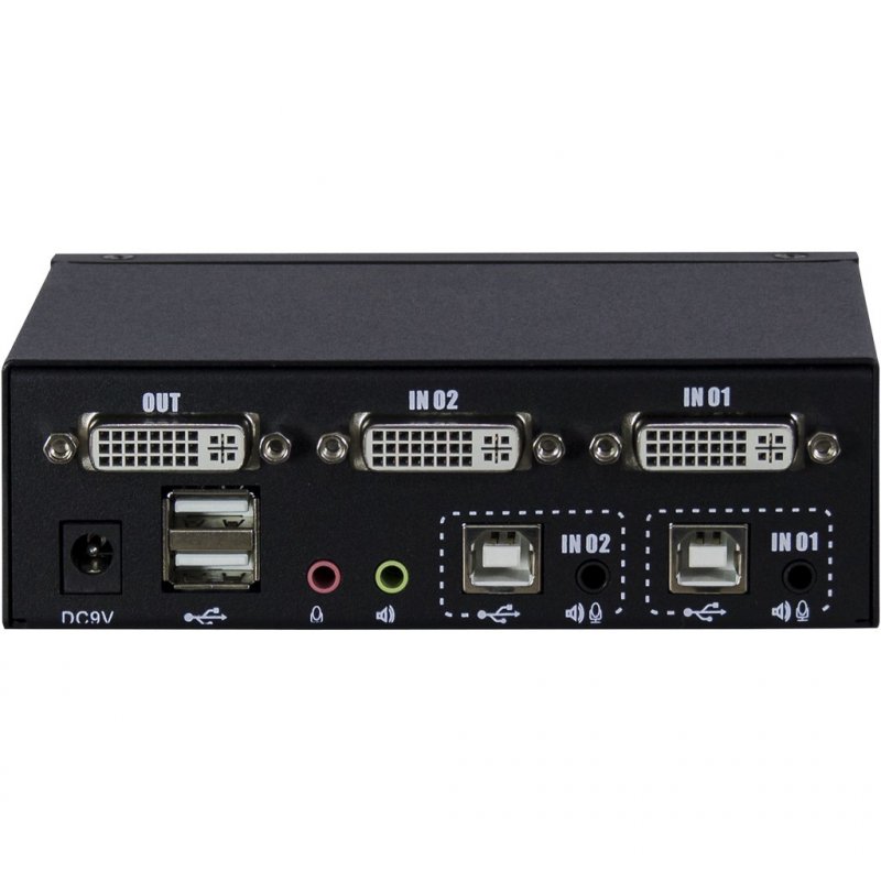 Inter-Tech KVM-AS-21DA DVI commutateur écran, clavier et souris Noir