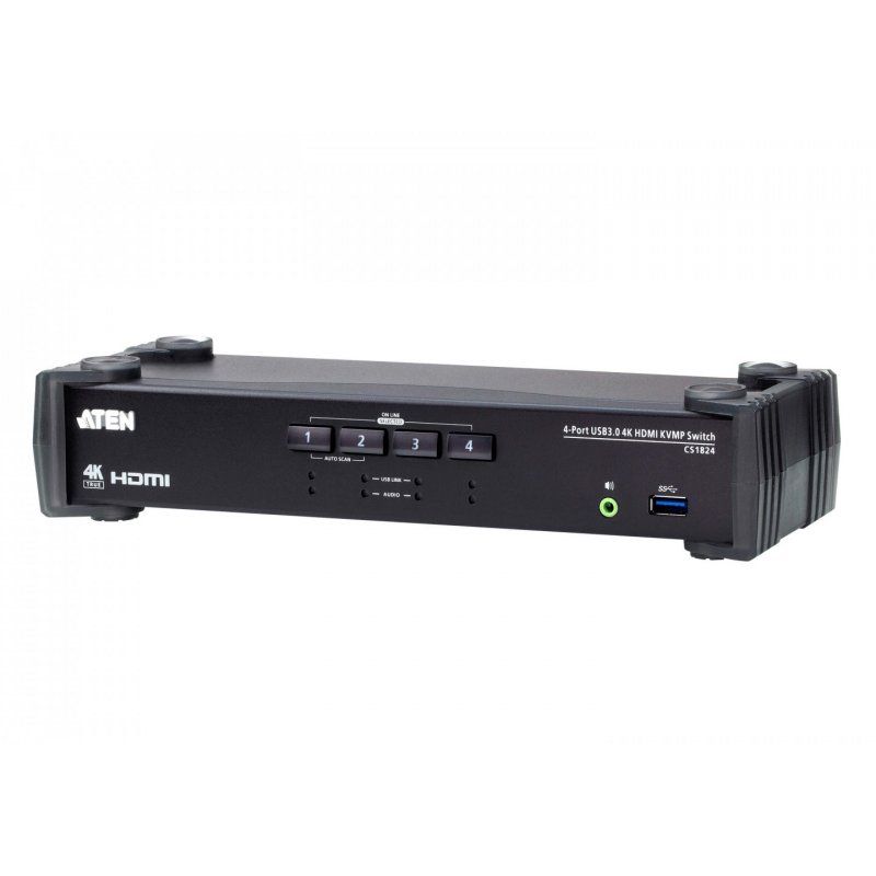 ATEN Commutateur KVMP™ HDMI 4K 4 ports USB 3.0 avec mode de mélangeur audio