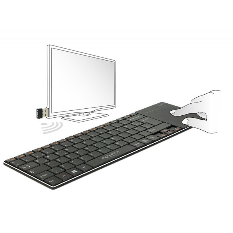 DeLOCK Funktastatur m. Touchpad       bk | für Smart TV und Windows PCs