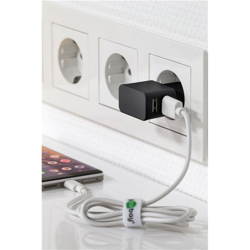goobay USB-Ladegerät 2,4A/ 2xUSB Bu   bk | 44951
