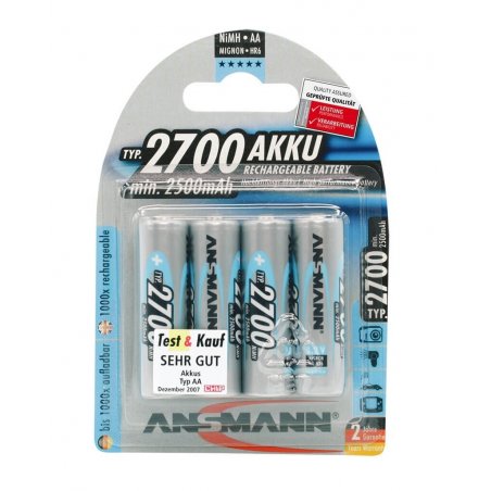 Ansmann Blister 4 X Accu, AA, 2700mAh AA / HR6 Hybrides nickel-métal (NiMH)
