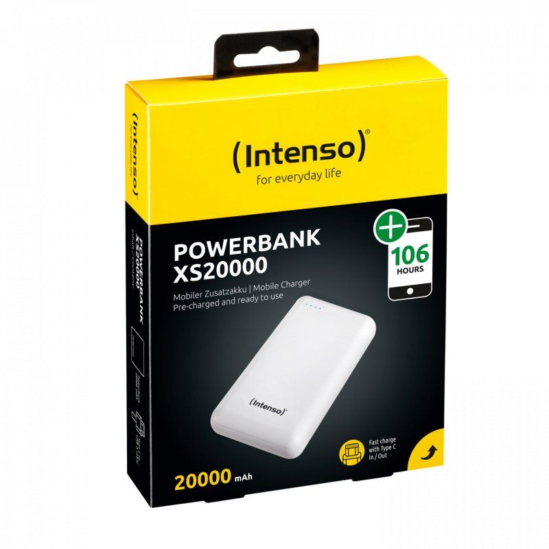 Intenso XS20000 Powerbank Zusatzakku LiPo 20000 mAh 7313552 Lithium Polymer (LiPo) White