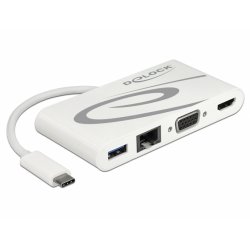 DeLOCK 87731 station d'accueil USB 3.2 Gen 1 (3.1 Gen 1) Type-C Gris, Blanc
