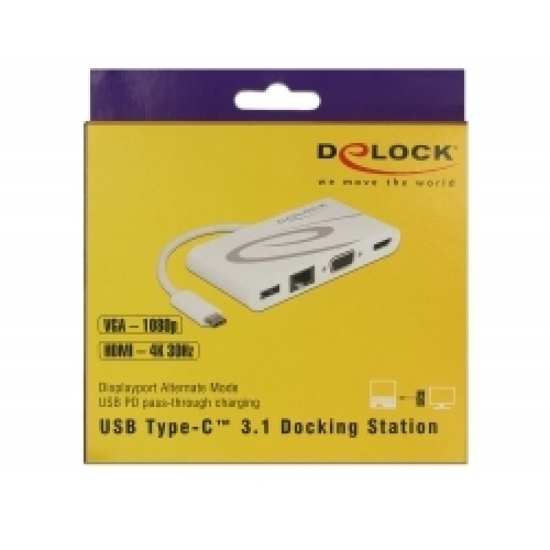 DeLOCK USB C 3.1-HDMI 4K,VGA,LAN,USB | Dockingstation