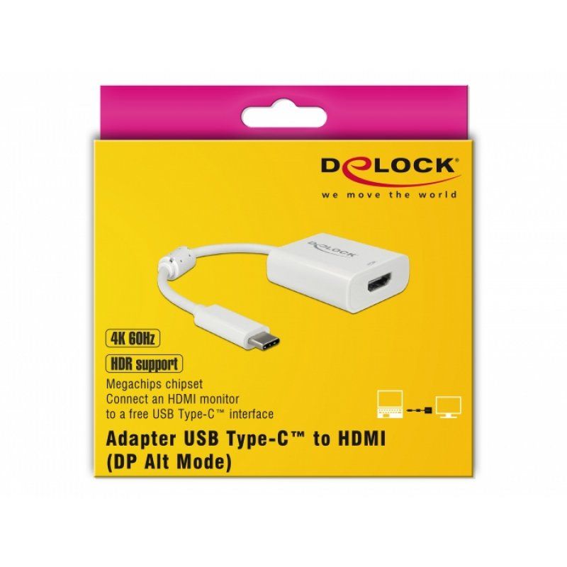 DeLOCK 63937 video cable adapter 0.1 m USB Type-C HDMI White