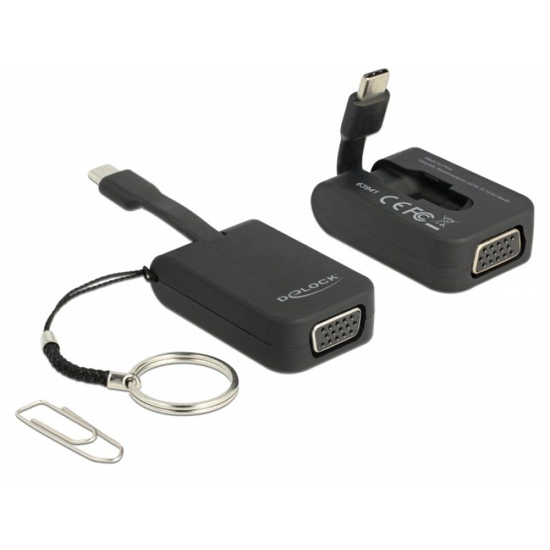 DeLOCK 63941 câble vidéo et adaptateur 0,03 m USB Type-C VGA (D-Sub) Noir