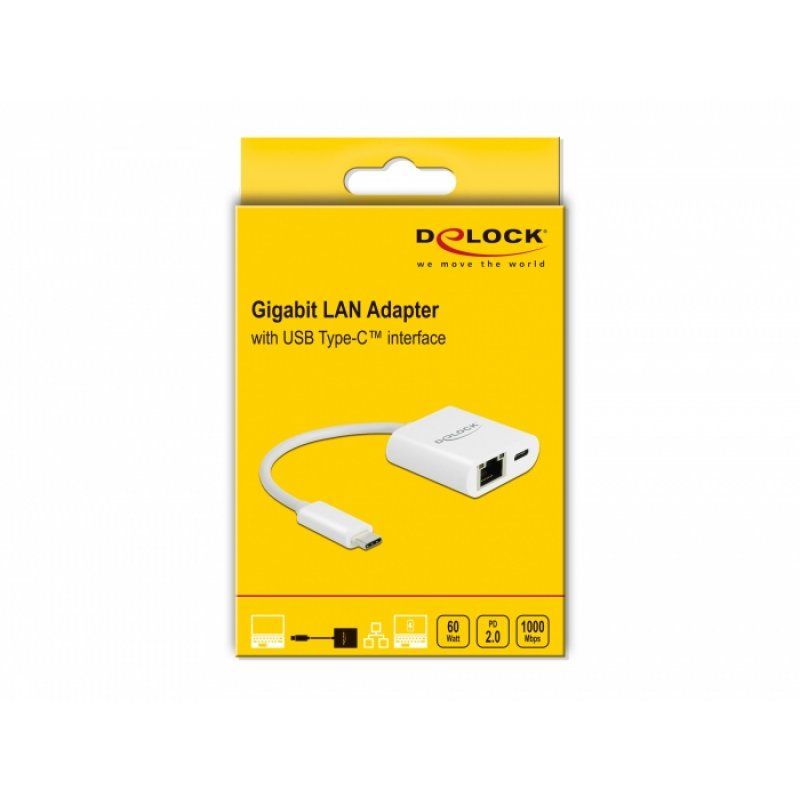 DeLOCK USB-C Adap.Gigabit LAN+PW | LAN 10/100/1000 Mbps mit Power Delivery