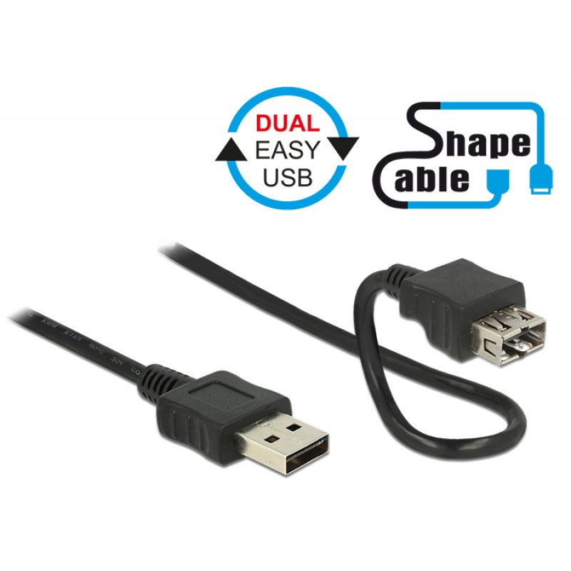 DeLOCK 2m 2xUSB2.0-A câble USB USB 2.0 USB A Noir