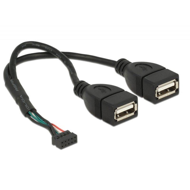 DeLOCK 84933 câble USB 0,2 m USB 2.0 2 x USB A Noir