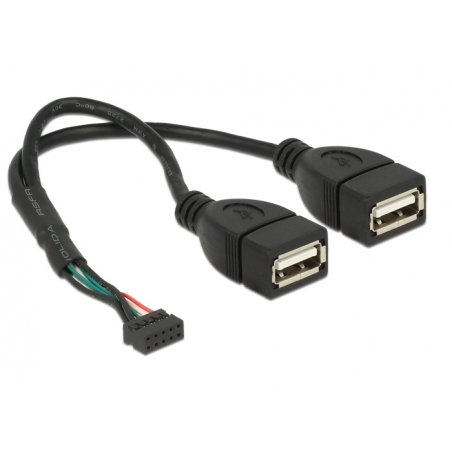 DeLOCK 84933 câble USB 0,2 m USB 2.0 2 x USB A Noir
