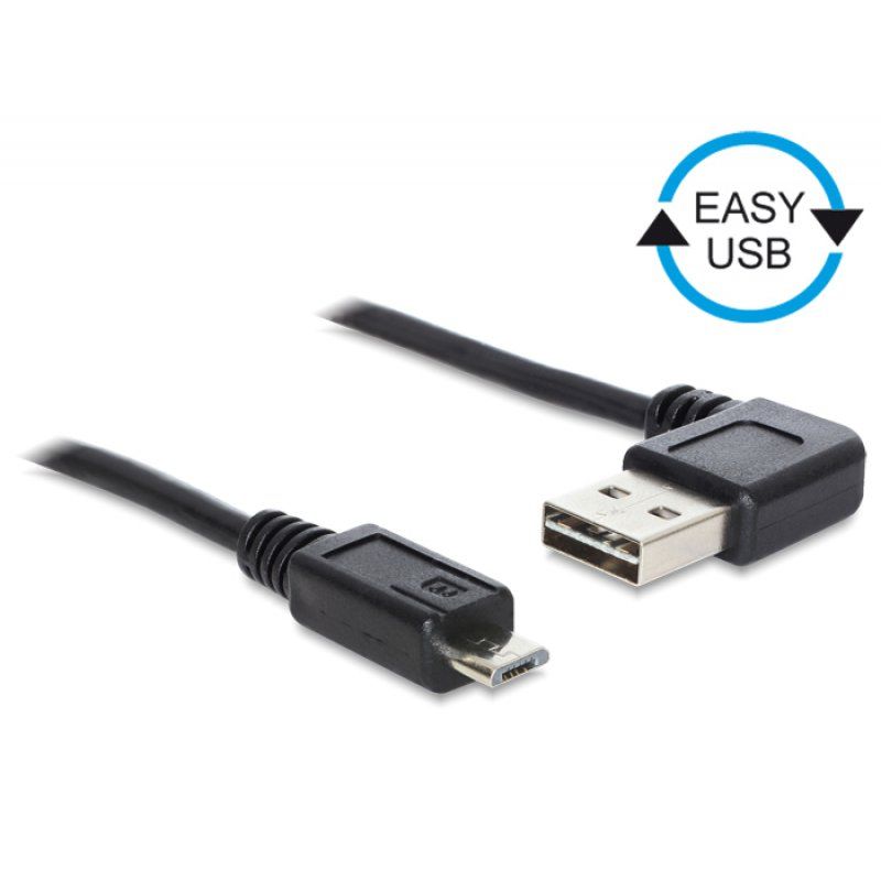 DeLOCK 0.5m, USB2.0-A/USB2.0 Micro-B câble USB 0,5 m USB A Micro-USB B Noir