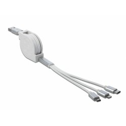 DeLOCK Ladek.USB-AC/Lightn./Micro-USB | 85850 Aufrollkabel, ausziehbar, weiß