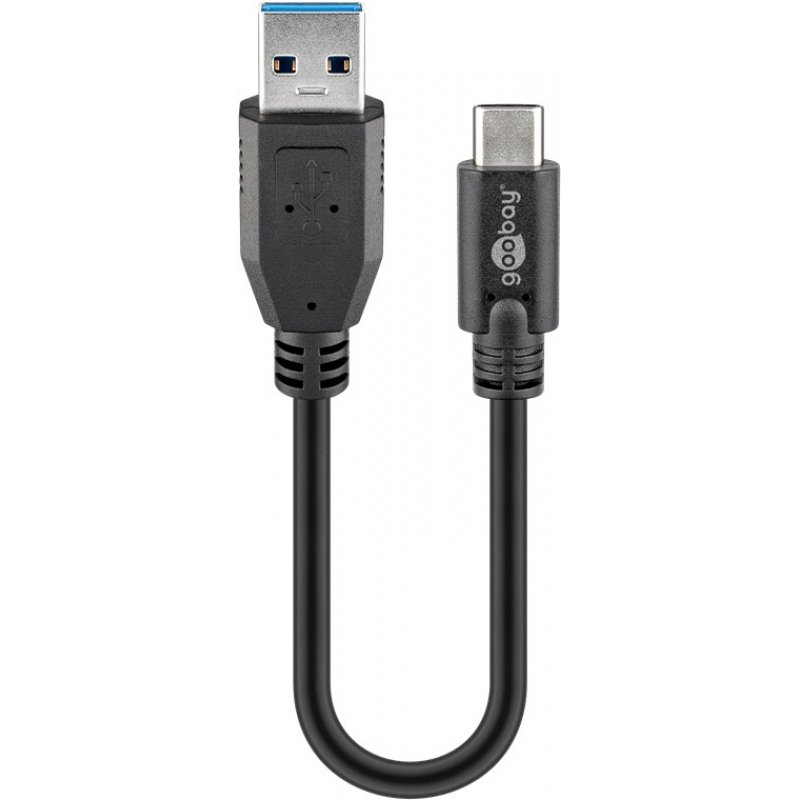 Goobay 45247 câble USB 0,15 m USB 3.2 Gen 1 (3.1 Gen 1) USB A USB C Noir