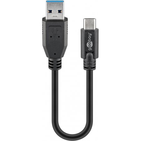 Goobay 45247 câble USB 0,15 m USB 3.2 Gen 1 (3.1 Gen 1) USB A USB C Noir