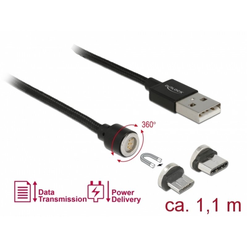 DeLOCK magnet. USB Set f. USB C  bk 1,1m | Daten- und Ladekabelset