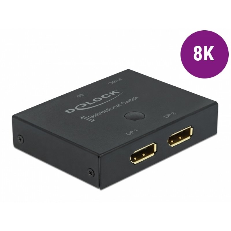 DeLOCK Commutateur bidirectionnel DisplayPort 2 - 1 8K 30 Hz