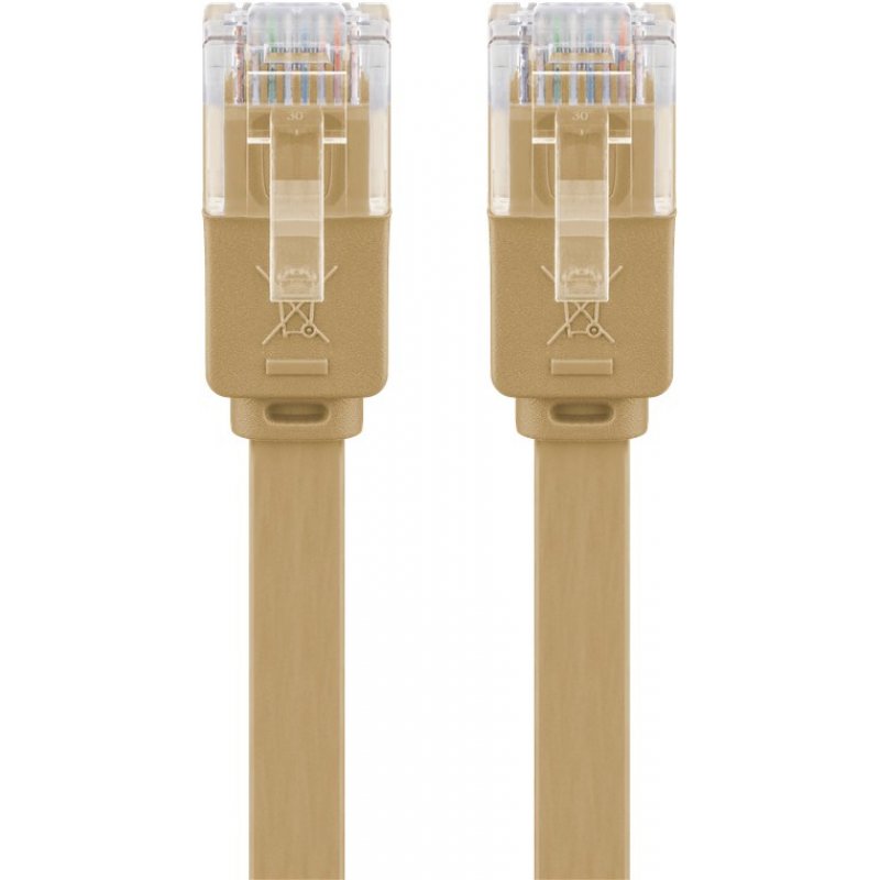 goobay Patchk. Cat6 U/UTP flach bn 15,0m | hell braun