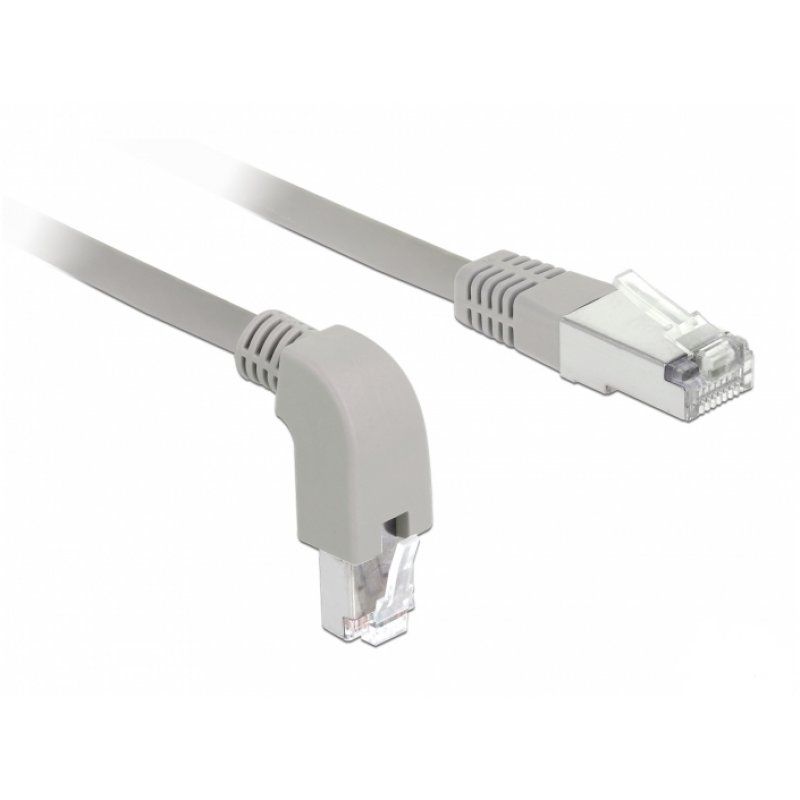 DeLOCK RJ45 Cat.6A S/FTP unten gew.   1m | unten gewinkelt/ gerade