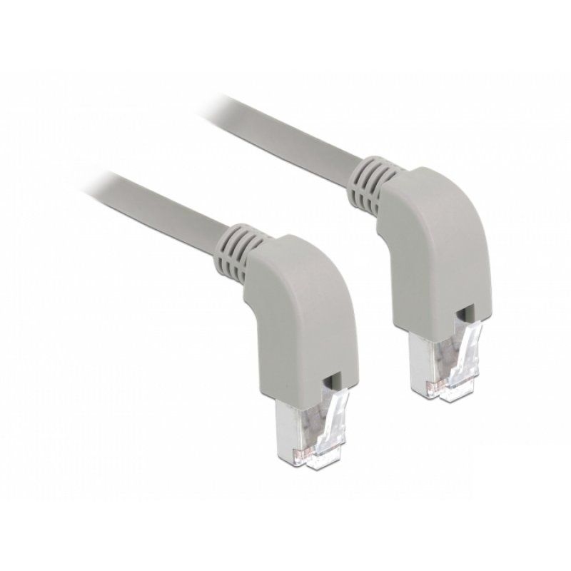 DeLOCK RJ45 Cat.6A S/FTP un/un gew.   2m | unten/ unten  gewinkelt