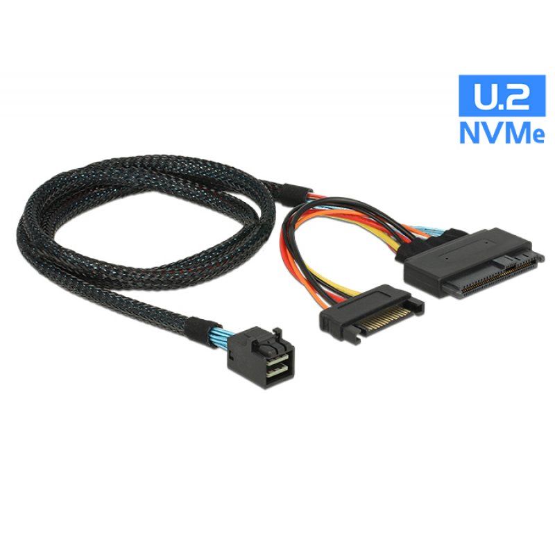 DeLOCK 0.75m, SFF-8643/U.2 SFF-8639+SATA 0,75 m Noir