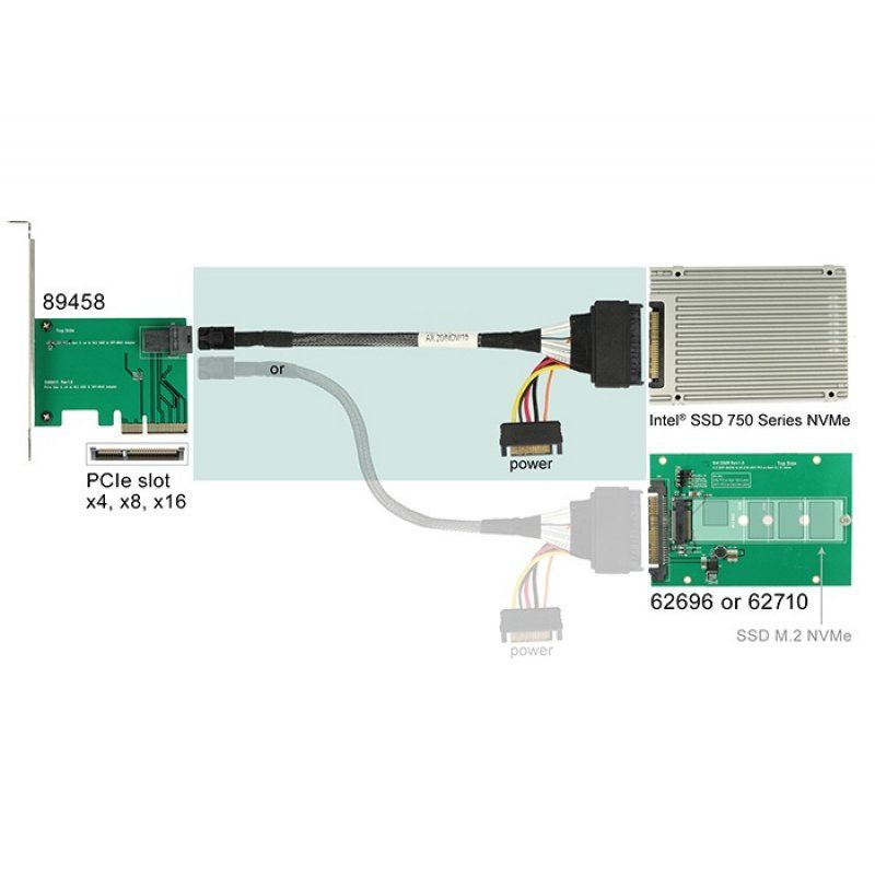 DeLOCK 0.75m, SFF-8643/U.2 SFF-8639+SATA 0,75 m Noir