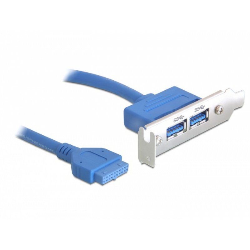DeLOCK USB 3.0 19-pin - 2 x USB 3.0-A câble USB 0,4 m USB 3.2 Gen 1 (3.1 Gen 1) USB A Bleu