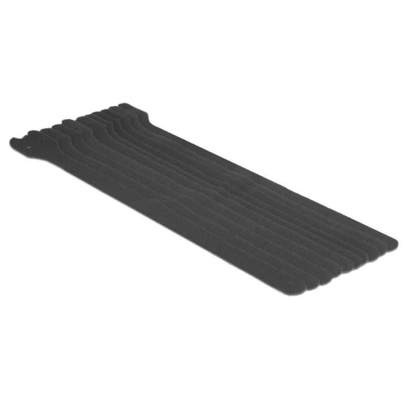 DeLOCK Kabelbinder Klett 10St    30cm bk | L300 x B12 mm schwarz