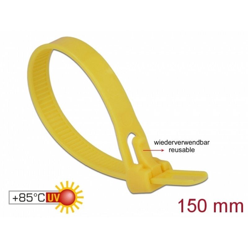 DeLOCK 18760 cable tie Releasable cable tie Nylon Yellow 100 pc(s)