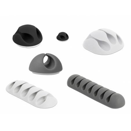 DeLOCK 18300 cable organizer Desk/Wall Cable holder Black, Grey, White 6 pc(s)