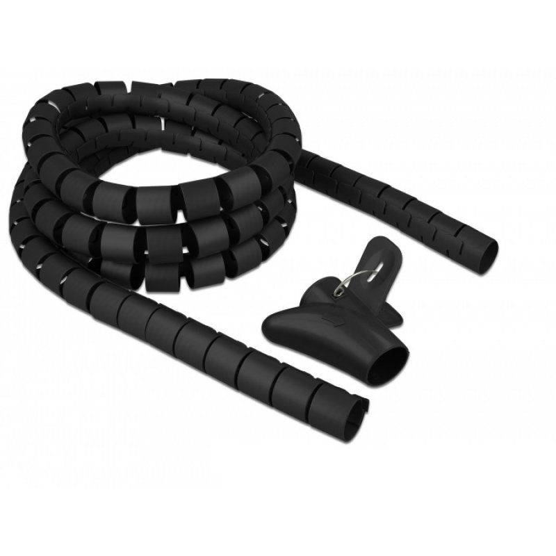 DeLOCK Spiralschlauch       2,5mx25mm bk | mit Einziehwerkzeug
