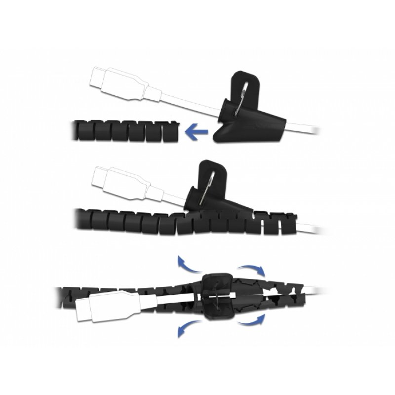 DeLOCK 18837 protecteur de câbles Gaine de protection de câble Noir