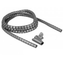 DeLOCK Spiralschlauch       2,5mx15mm gy | mit Einziehwerkzeug