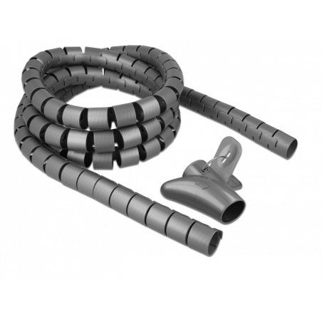 DeLOCK Spiralschlauch       2,5mx25mm gy | mit Einziehwerkzeug