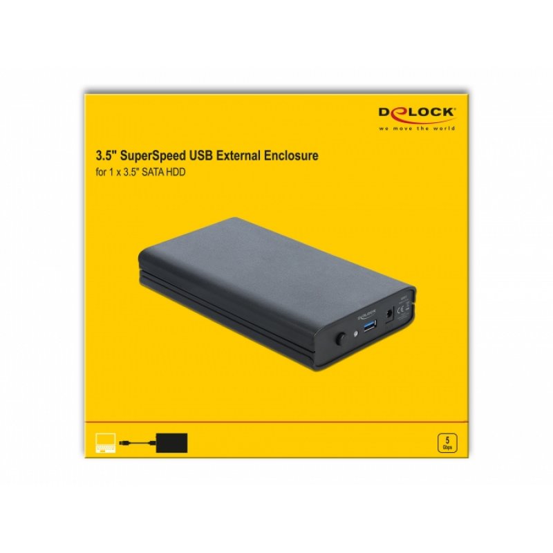 DeLOCK ex.Geh. 3,5" SATA HDD/SSD | USB 5 Gbps (USB 3.1 Gen 1)