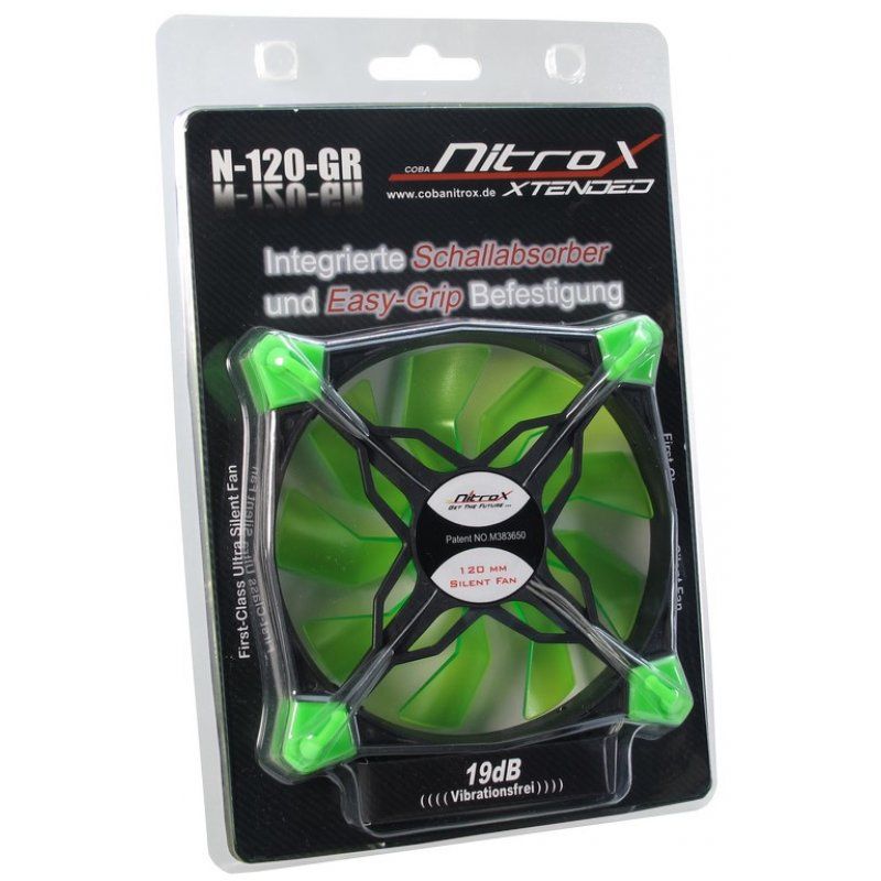 Inter-Tech CobaNitrox N-120-GR Computer case Fan 12 cm Black, Green