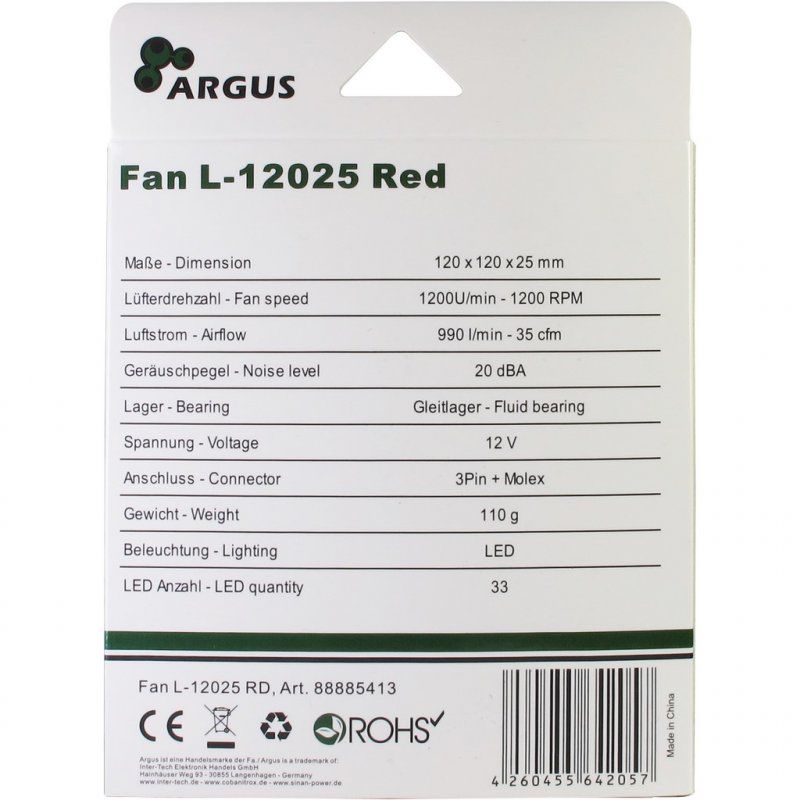 STOCK1 - Inter-Tech L-12025 Boitier PC Ventilateur 12 cm Noir, Rouge
