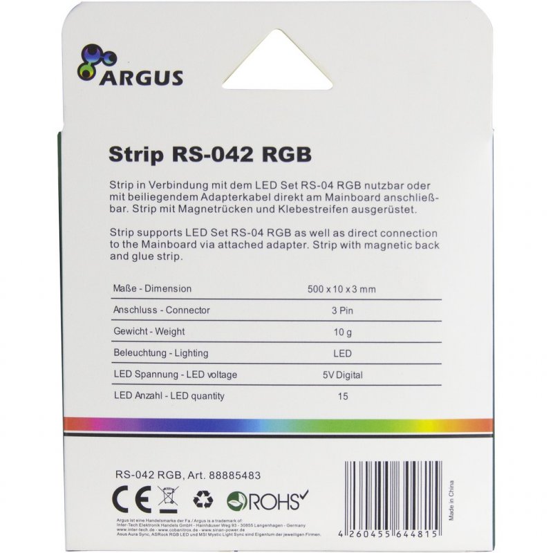 Inter-Tech RS-042 RGB Universel Kit d'éclairage pour boîtier PC