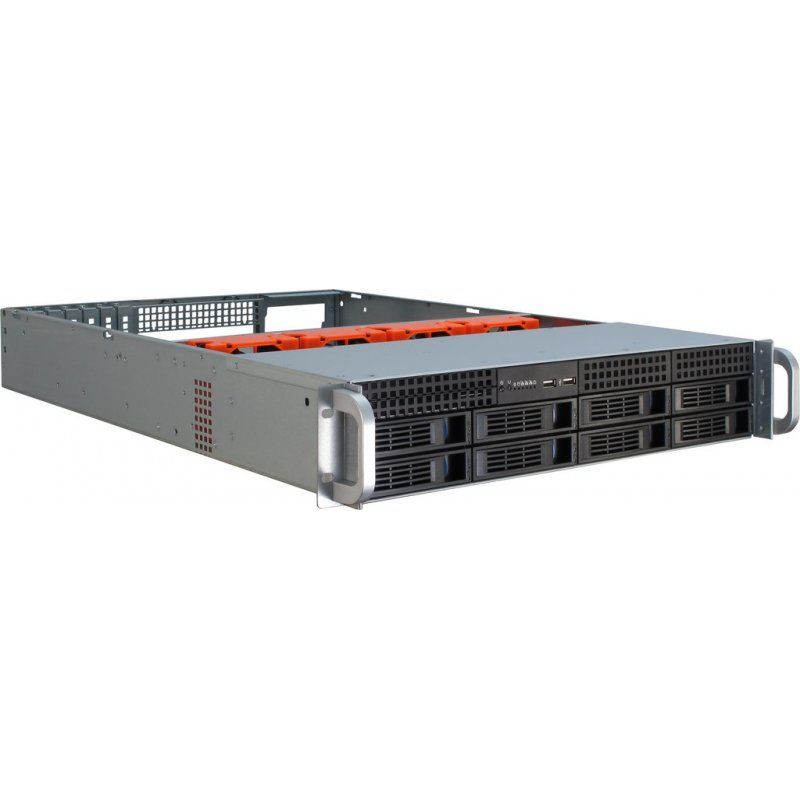 Inter-Tech IPC 2U-2408 Support Noir, Acier inoxydable