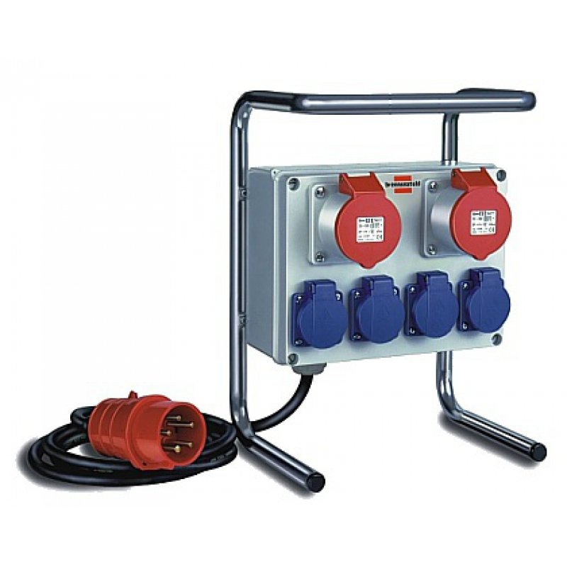 Brennenstuhl 1153750 multiprise 2 m 6 sortie(s) CA Noir, Bleu, Rouge, Argent